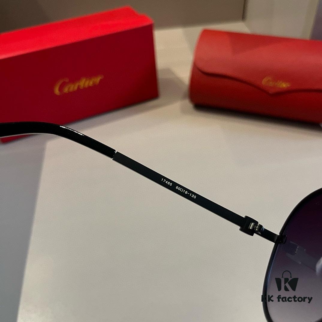 Cartier Men's High-End Oversized Aviator Sunglasses, 1:1 Replica of Official Website Version, Elegant and Luxurious Design with Minimalist Iconic Logo on Temples