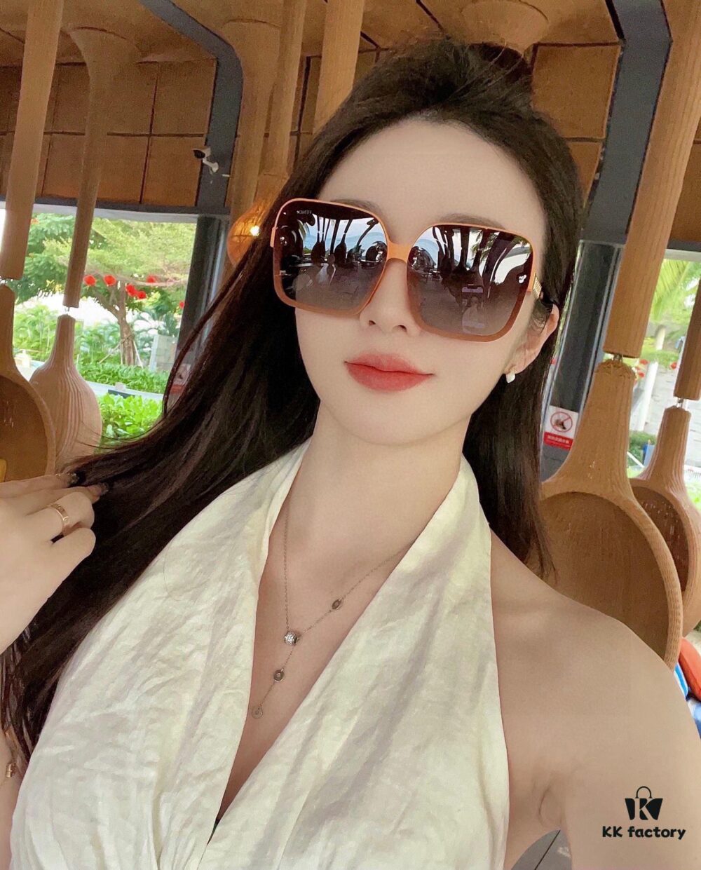 Fendi Women's Polarized Sunglasses 🕶️ Fashionable Face-Framing Designer Style Recommended Live Streaming Model (6071) Eyewear