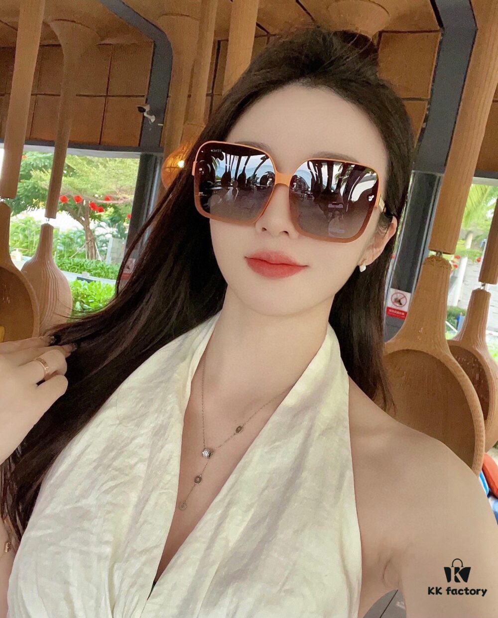 Fendi Women's Polarized Sunglasses 🕶️ Fashionable Face-Framing Luxury Style Trendy Design Recommended from Live Stream (6071)