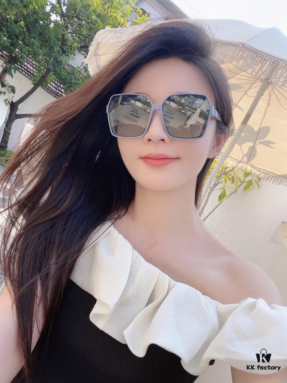 Fendi Women's Polarized Sunglasses 🕶️ Fashionable Face-Framing Designer Style Trendy Sun Glasses Live Broadcast Recommended Model (6109)