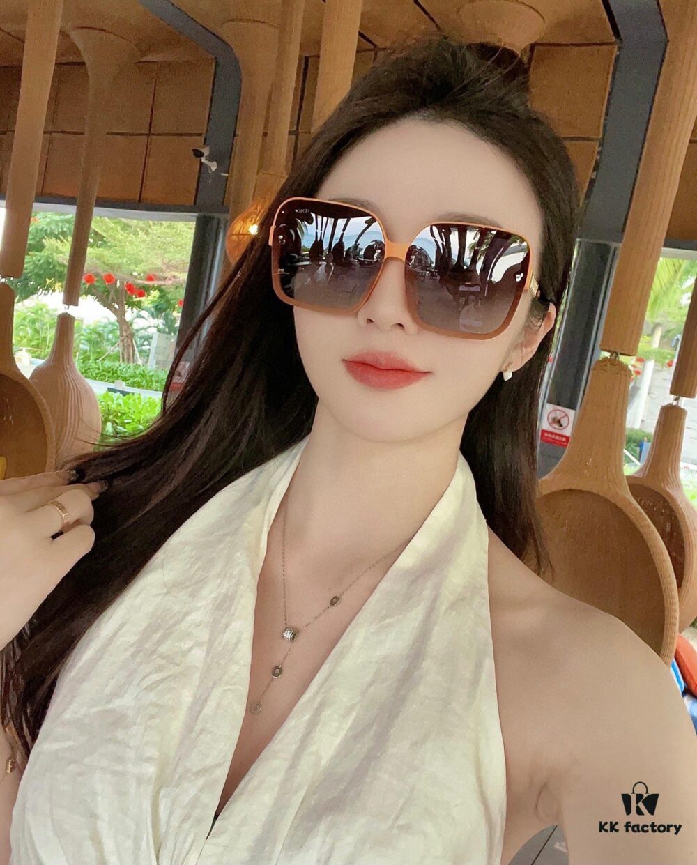 Fendi Women's Polarized Sunglasses 🕶️ Fashionable Face-Framing Designer Style Popular Live-Streamed Model (6071)