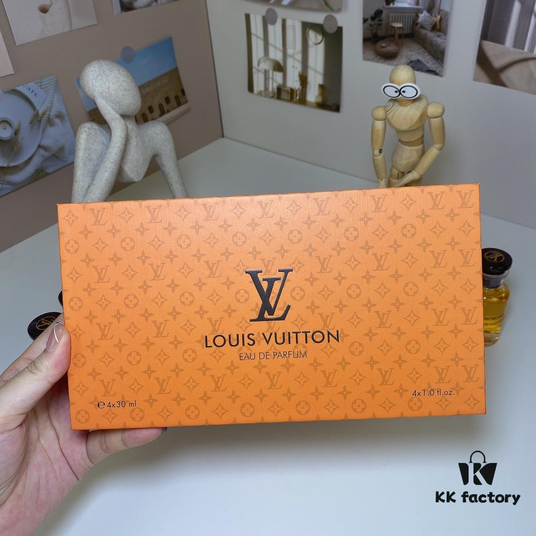 Louis Vuitton Travel Set of 4 Mini Perfumes 30ml×4 with Spray Heads, Including: Rose des Vents, L'Immensité, Sur la Route, Briller