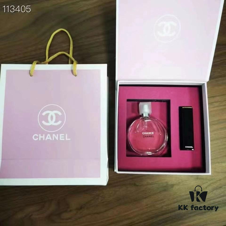 Chanel Perfume and Lipstick Set! Includes: Pink Fantasy 50ml, Press 58#