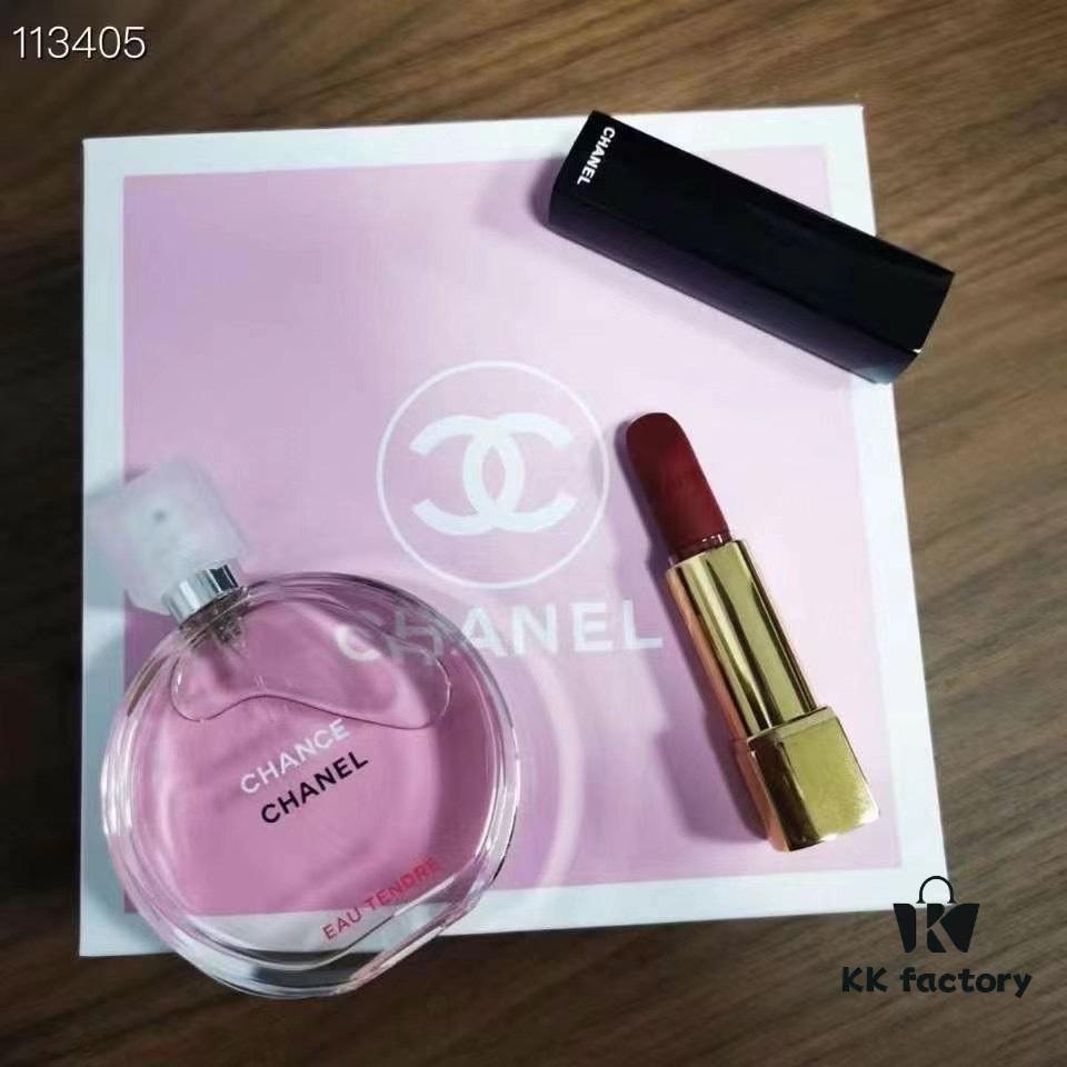 Chanel Perfume and Lipstick Set! Includes: Pink Fantasy 50ml, Press 58#