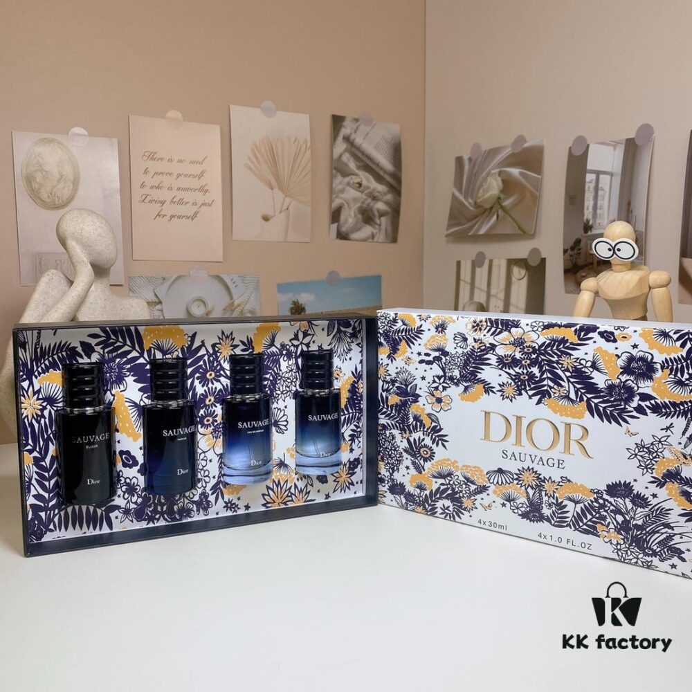 Free Shipping Dior Sauvage 30ml x 4 Set (Sample Pack of 4 with Atomizers) Including Eau de Toilette, Eau de Parfum, Parfum, and Privée Edition