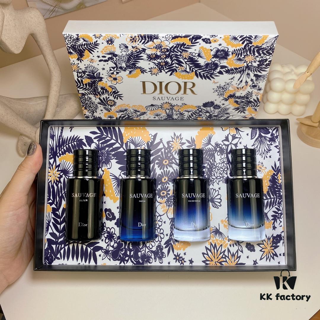 Free Shipping Dior Sauvage 30ml x 4 Set (Sample Pack of 4 with Atomizers) Including Eau de Toilette, Eau de Parfum, Parfum, and Privée Edition
