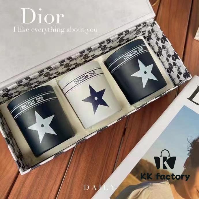 New Dior Mini Perfumed Candle Set of 3, Featuring the Iconic Star Pattern