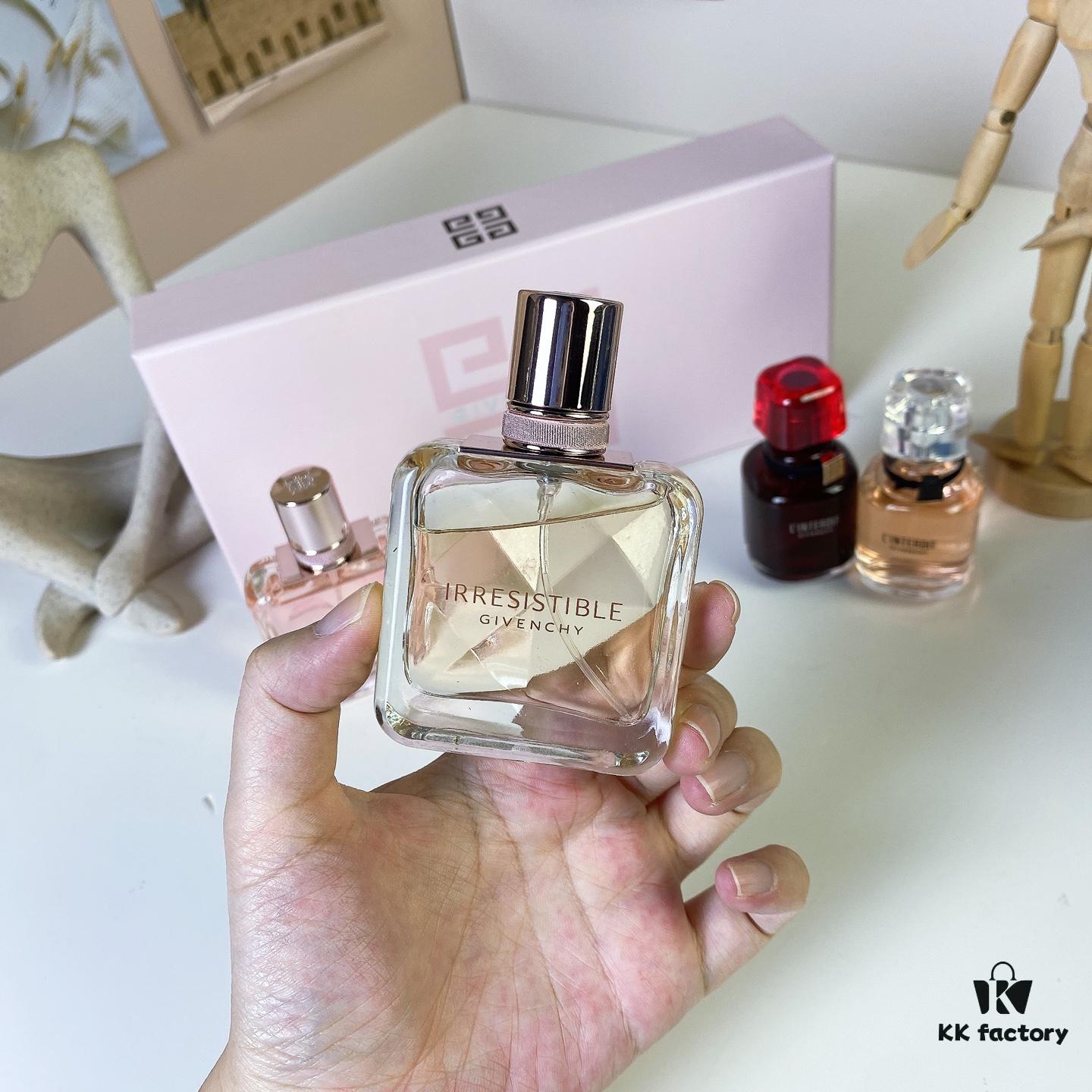 Givenchy L'Interdit Full Harmony Mini Set 4-Piece 30ml×4 with Spray Nozzles, Including: Pink Irresistible Eau de Toilette, Intense Irresistible, Intense L'Interdit, Red L'Interdit