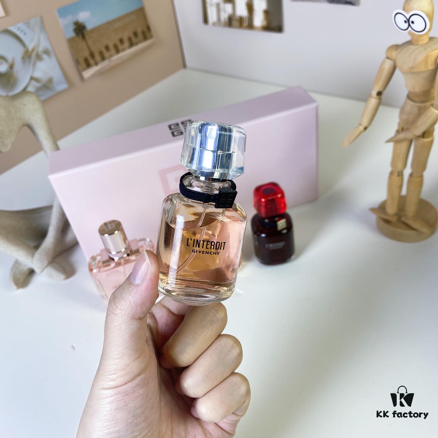 Givenchy L'Interdit Full Harmony Mini Set 4-Piece 30ml×4 with Spray Nozzles, Including: Pink Irresistible Eau de Toilette, Intense Irresistible, Intense L'Interdit, Red L'Interdit