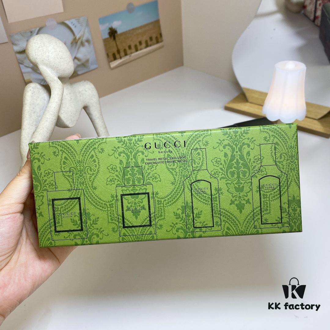 Free Shipping Q-Sized Gucci Green Box Four-Piece Set, Including: 2 Boxes of Bloom Perfume 5ml, 2 Boxes of Dreamy Gardenia 5ml