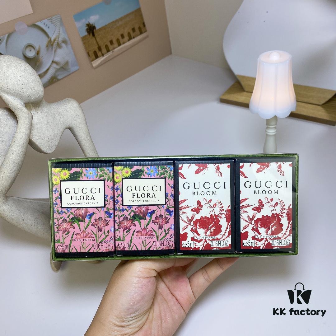 Free Shipping Q-Sized Gucci Green Box Four-Piece Set, Including: 2 Boxes of Bloom Perfume 5ml, 2 Boxes of Dreamy Gardenia 5ml
