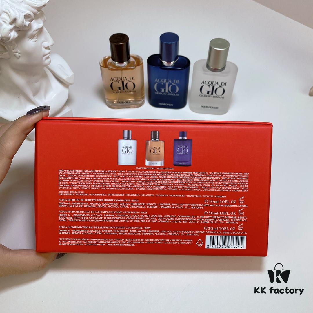 Free Shipping Armani Acqua di Giò Homme Mini Set Four-Piece Kit 30ml×4 with Spray Heads, Includes: Acqua di Gio Pour Homme Classic, Intense, Deep Blue, and Black Edition