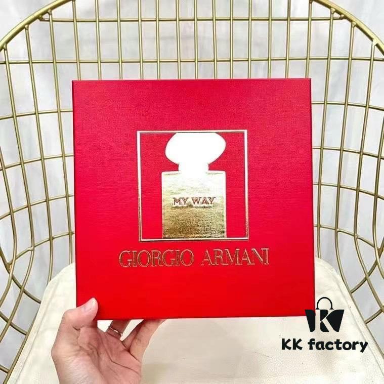 Original Quality Armani Bath and Fragrance Set (Elegant Edition) Includes 75ml Body Lotion, 50ml Full-Size Perfume, and 7ml Sample Perfume