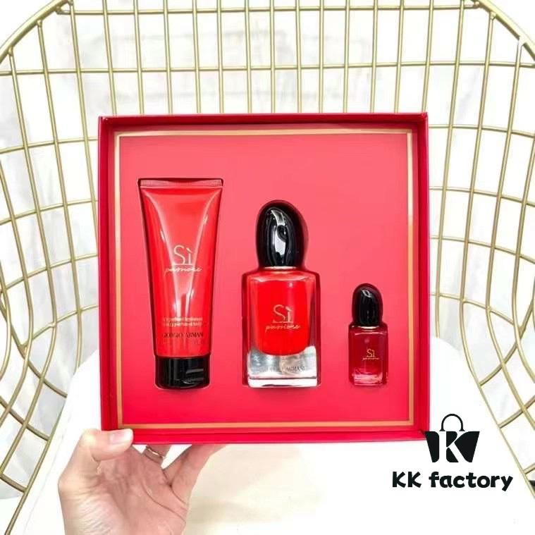 Original Quality Armani Bath and Fragrance Set (Elegant Edition) Includes 75ml Body Lotion, 50ml Full-Size Perfume, and 7ml Sample Perfume