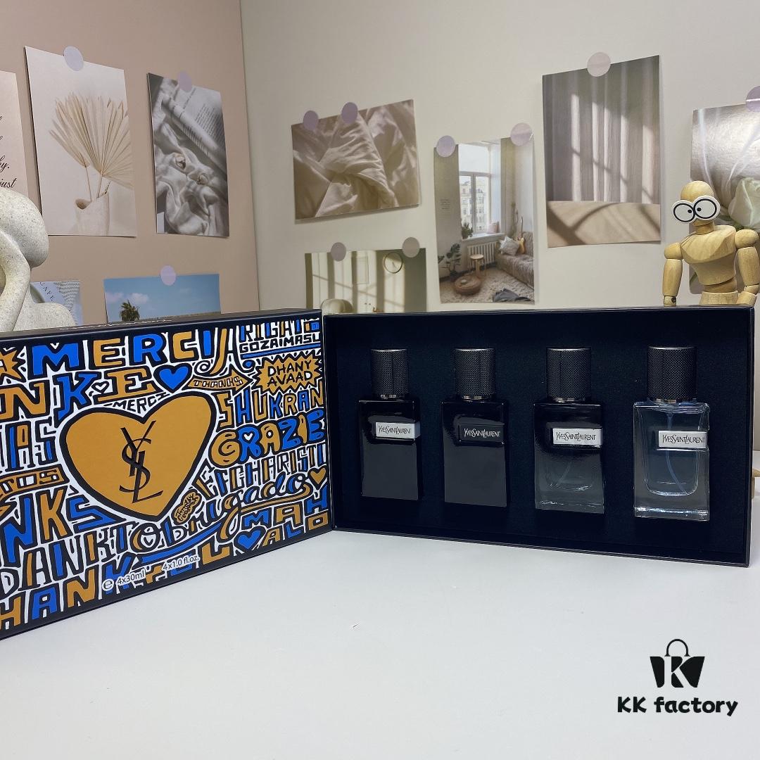 Yves Saint Laurent Y Men's Four-Piece Set 30ml*4 with Spray Heads, Including Eau de Toilette, Eau de Parfum, Parfum Edition, and Intense Edition