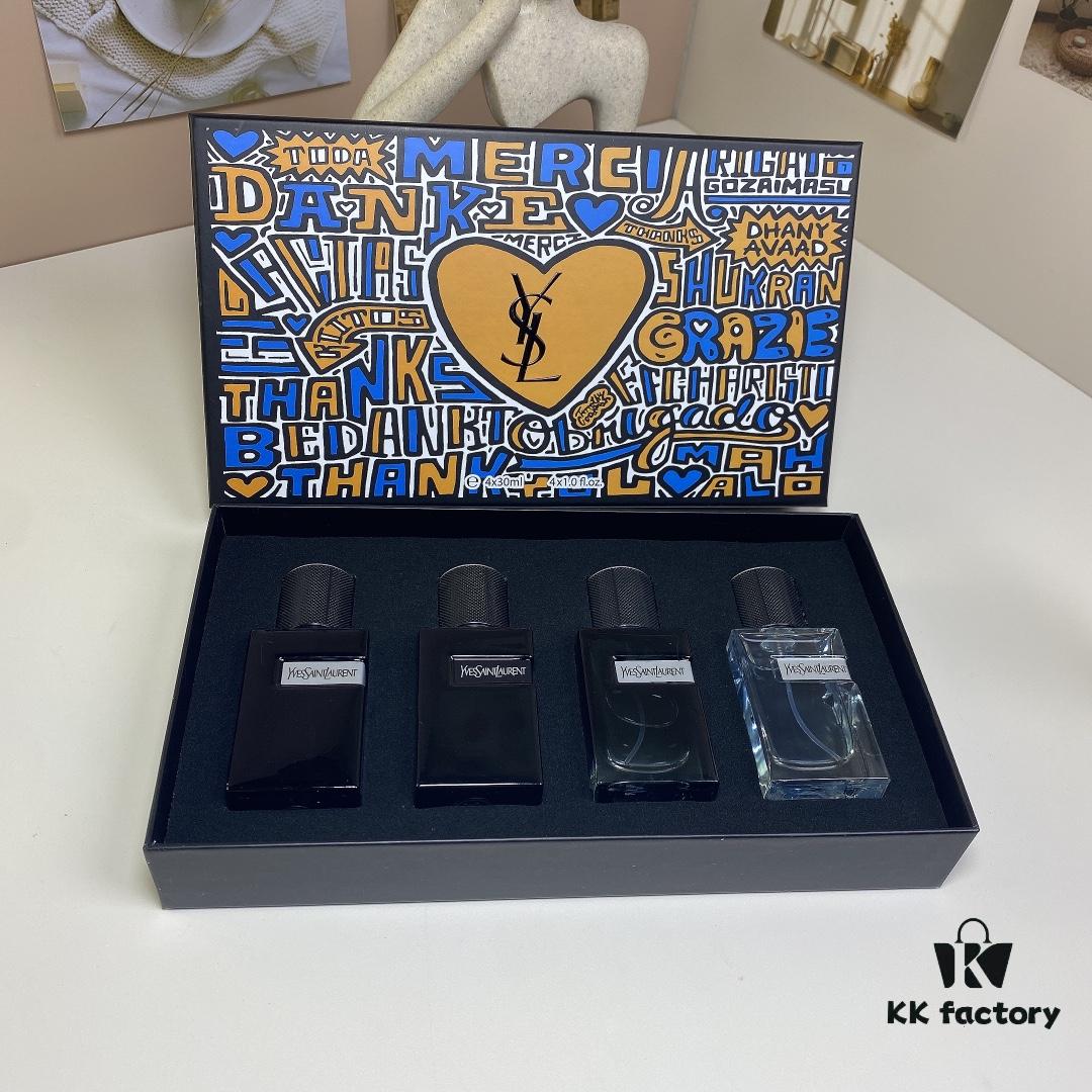 Yves Saint Laurent Y Men's Four-Piece Set 30ml*4 with Spray Heads, Including Eau de Toilette, Eau de Parfum, Parfum Edition, and Intense Edition
