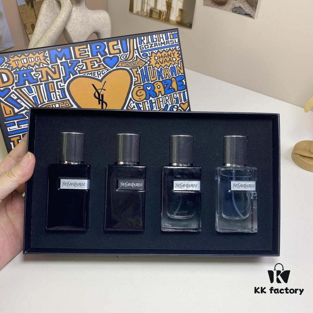Yves Saint Laurent Y Men's Four-Piece Set 30ml*4 with Spray Heads, Including Eau de Toilette, Eau de Parfum, Parfum Edition, and Intense Edition
