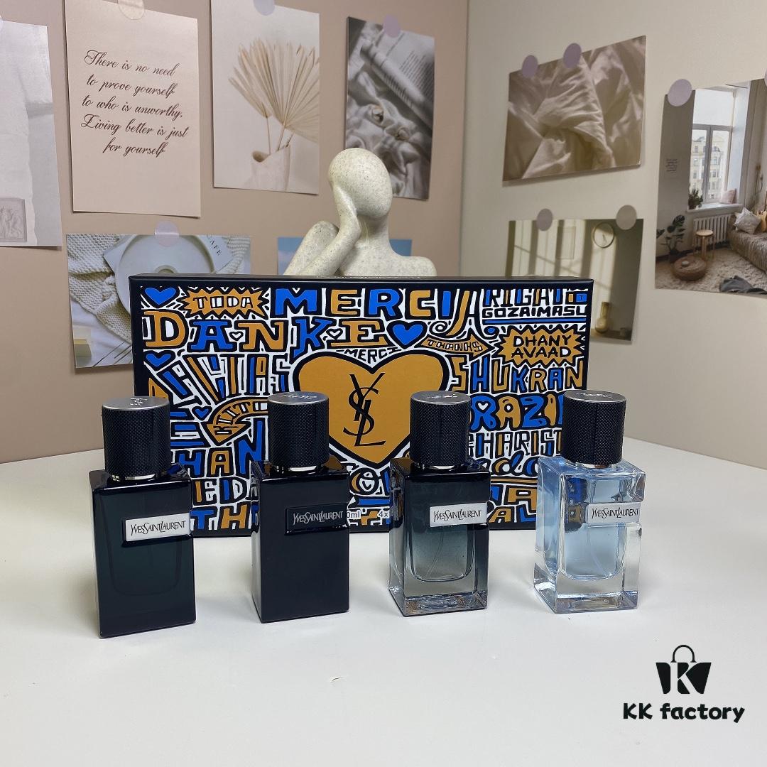 Yves Saint Laurent Y Men's Four-Piece Set 30ml*4 with Spray Heads, Including Eau de Toilette, Eau de Parfum, Parfum Edition, and Intense Edition