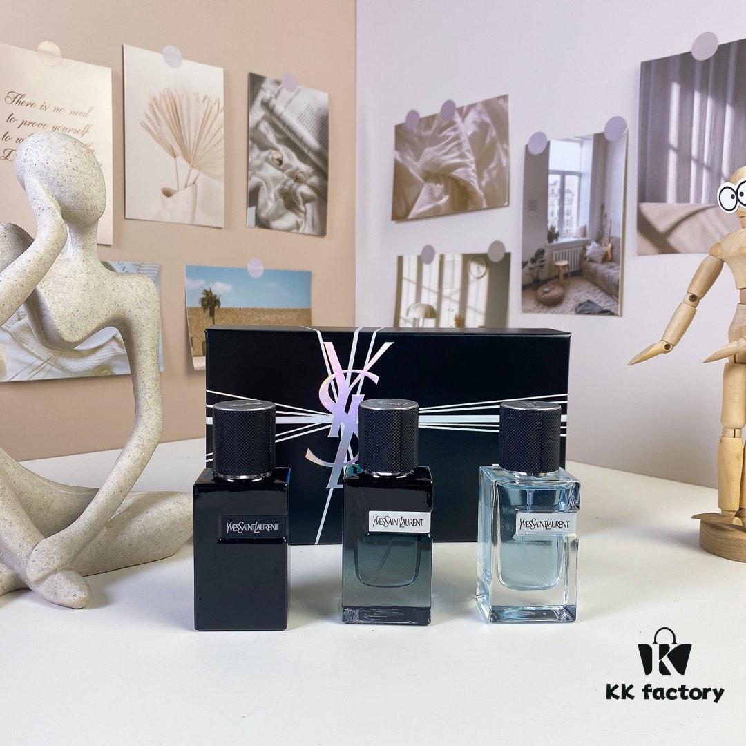 Yves Saint Laurent Black Box L'Homme Intense Mini Set 30ml x 3 with Spray Heads, Including: Black Bottle L'Homme Intense, Concentrated L'Homme Intense, and Light L'Homme Intense