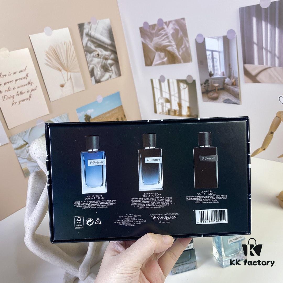 Yves Saint Laurent Black Box L'Homme Intense Mini Set 30ml x 3 with Spray Heads, Including: Black Bottle L'Homme Intense, Concentrated L'Homme Intense, and Light L'Homme Intense