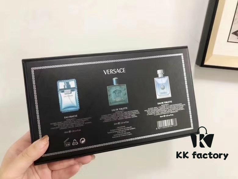 Versace New Men's Perfume 3-Piece Set *30ml with Spray, Including Cloud Light Scent 30ml, Eros Men's Perfume 30ml, and Self-Titled Men's Perfume 30ml
