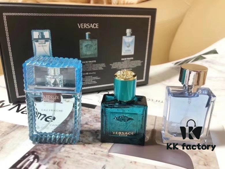 Versace New Men's Perfume 3-Piece Set *30ml with Spray, Including Cloud Light Scent 30ml, Eros Men's Perfume 30ml, and Self-Titled Men's Perfume 30ml