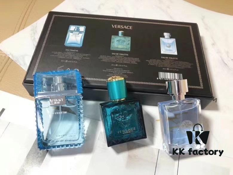 Versace New Men's Perfume 3-Piece Set *30ml with Spray, Including Cloud Light Scent 30ml, Eros Men's Perfume 30ml, and Self-Titled Men's Perfume 30ml