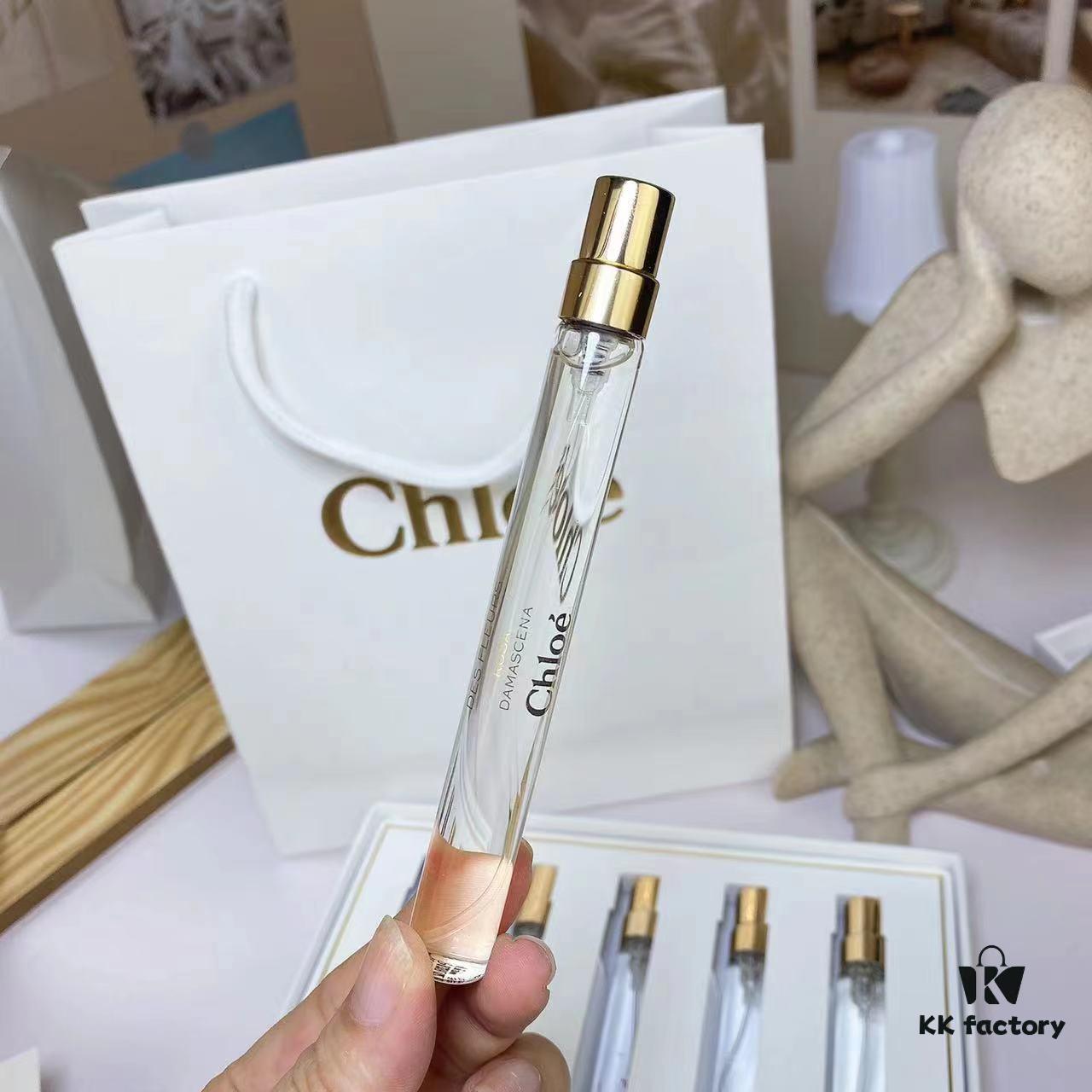 Chloé Nomade Perfume Set 5x10ml with Spray, Includes Pouch, Chinese Label, Gift Bag - Contents: Magnolia, Rose, Misty Jasmine, Cedarwood, Mimosa