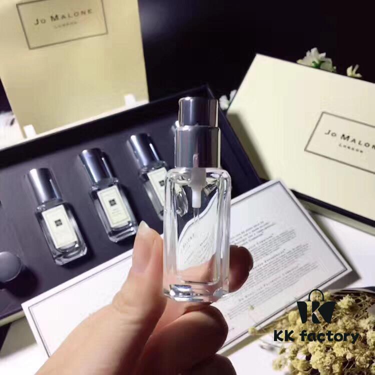 Authentic Retail Genuine Jo Malone Perfume Set of 5 Mini Bottles (Lime Basil & Mandarin + Orange Blossom + Bluebell + Blackberry & Bay + English Pear & Freesia) 9ml with 5 Spray Heads
