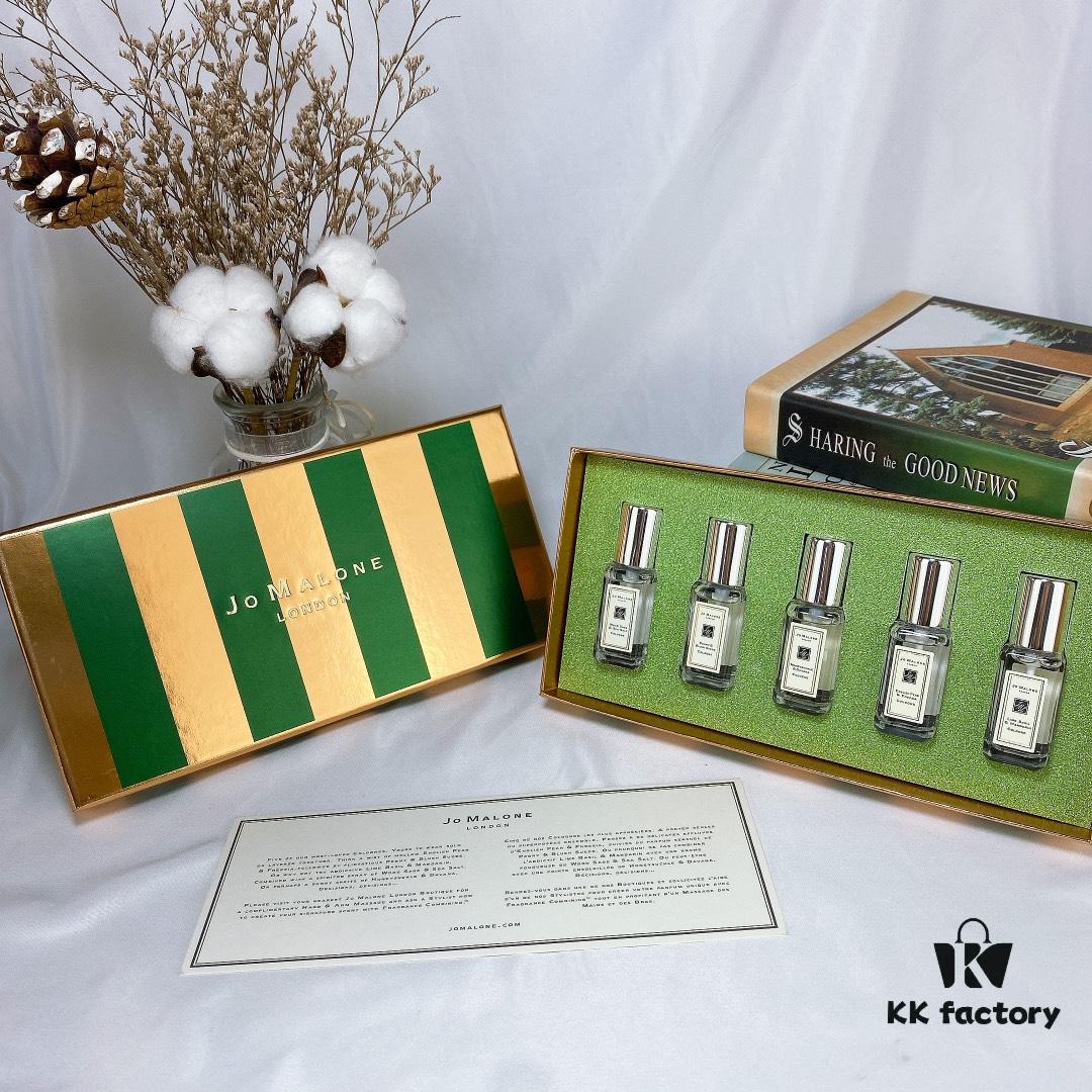 Authentic Counter Jo Malone Avocado Green Candy Set of Five, Q-Version Miniature Bottles 5×9ml, Includes Lime, English Pear, Honeysuckle, Peony, Sea Salt Scents, Hexagonal Spray Nozzles Match Official Version