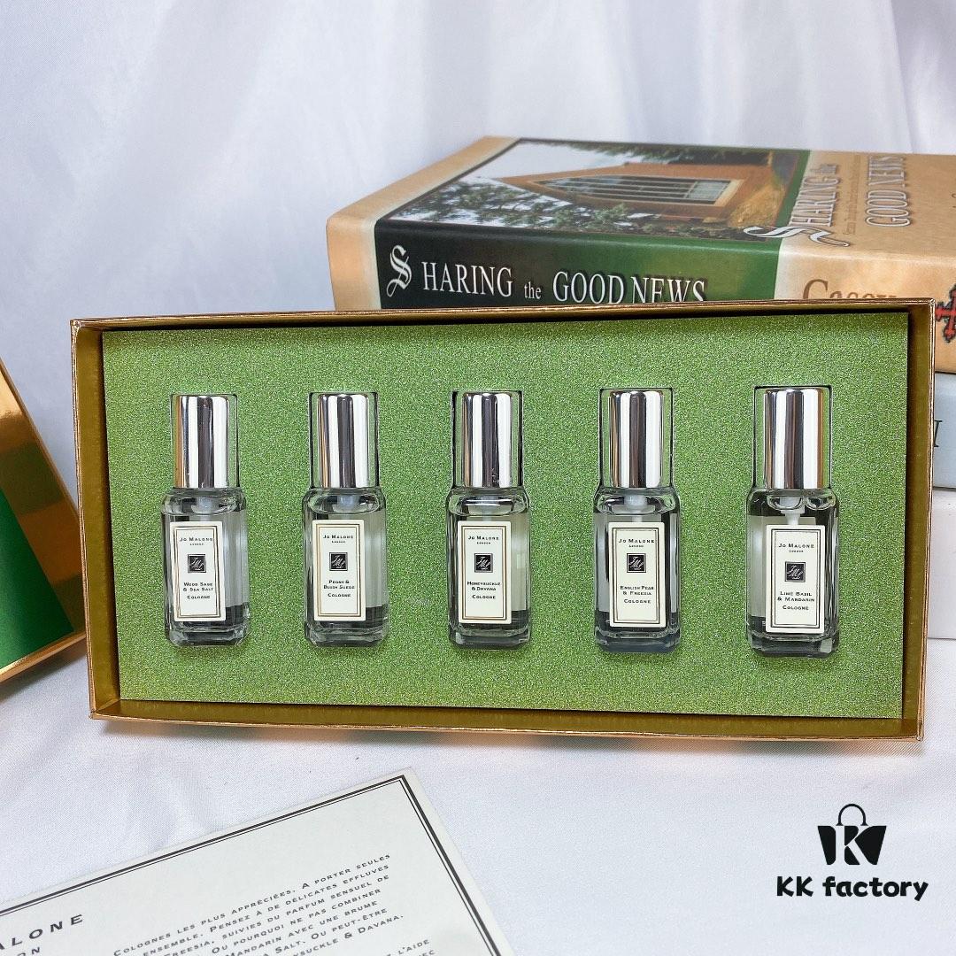 Authentic Counter Jo Malone Avocado Green Candy Set of Five, Q-Version Miniature Bottles 5×9ml, Includes Lime, English Pear, Honeysuckle, Peony, Sea Salt Scents, Hexagonal Spray Nozzles Match Official Version