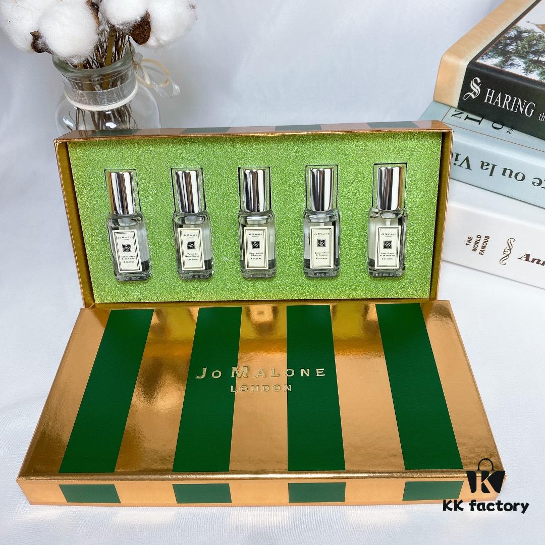 Authentic Counter Jo Malone Avocado Green Candy Set of Five, Q-Version Miniature Bottles 5×9ml, Includes Lime, English Pear, Honeysuckle, Peony, Sea Salt Scents, Hexagonal Spray Nozzles Match Official Version