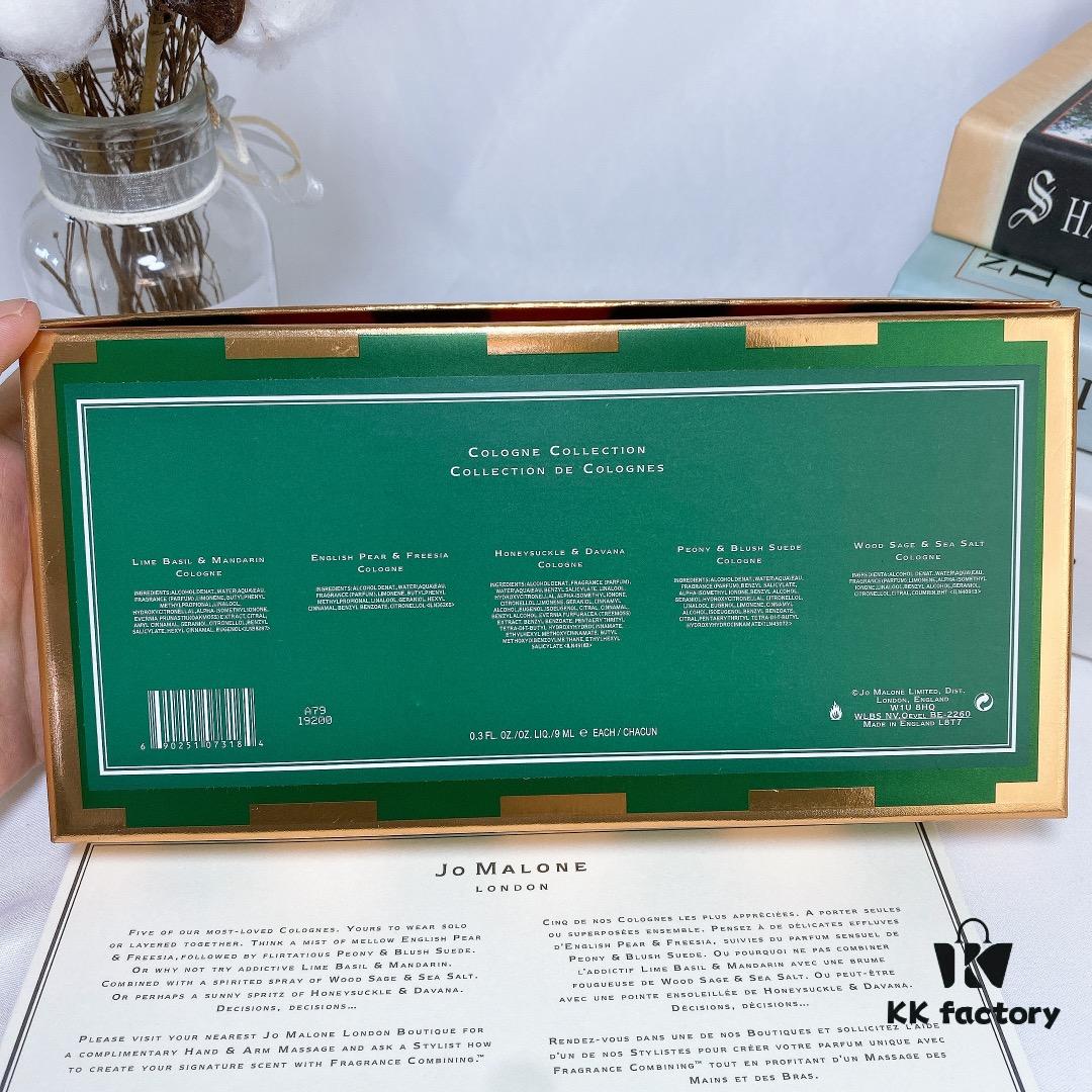 Authentic Counter Jo Malone Avocado Green Candy Set of Five, Q-Version Miniature Bottles 5×9ml, Includes Lime, English Pear, Honeysuckle, Peony, Sea Salt Scents, Hexagonal Spray Nozzles Match Official Version