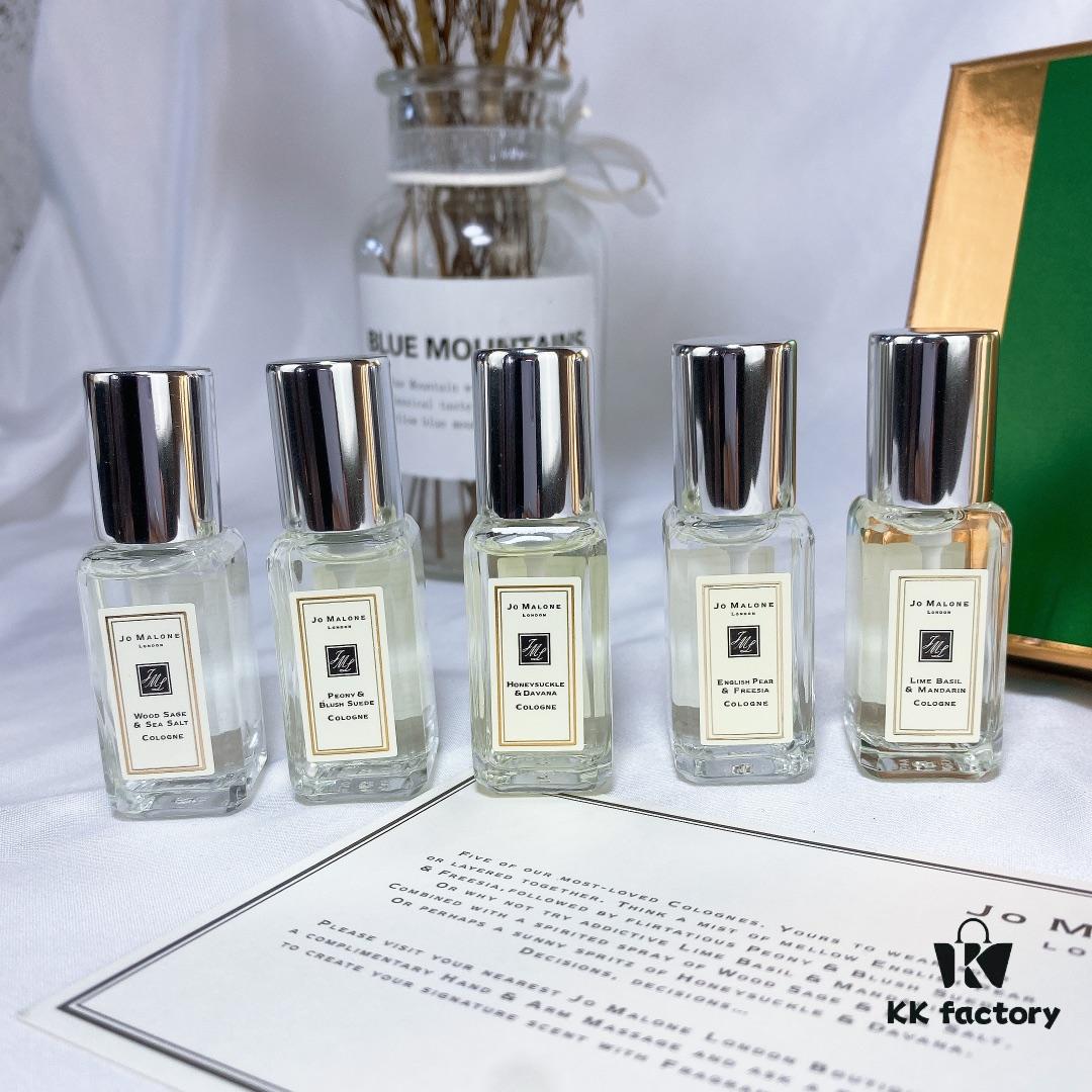 Authentic Counter Jo Malone Avocado Green Candy Set of Five, Q-Version Miniature Bottles 5×9ml, Includes Lime, English Pear, Honeysuckle, Peony, Sea Salt Scents, Hexagonal Spray Nozzles Match Official Version