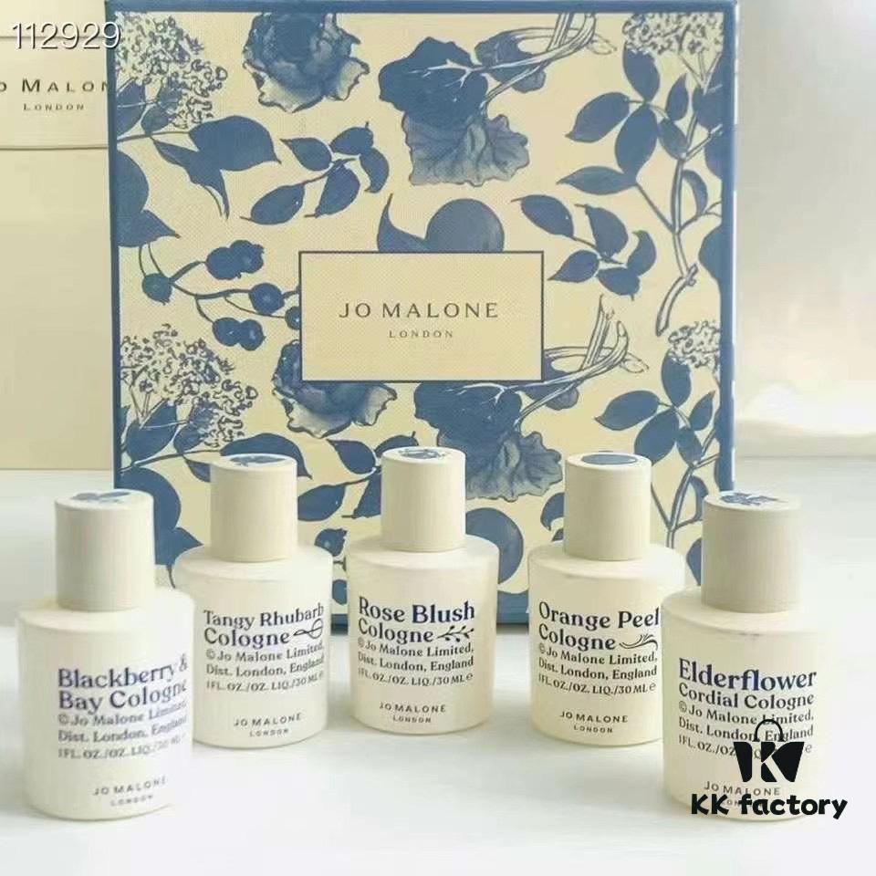 Jo Malone Jam Collection Perfume Set! 30ml × 5 with spray nozzles. Includes: Elderflower, Blackberry & Bay, Red Roses, Rhubarb & Custard, Citrus Peel.