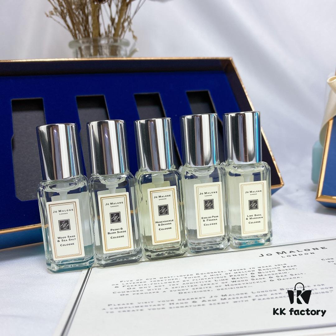 Jo Malone Counter Exclusive Christmas Blue 5-Piece Set, Mini 9ml Each with Atomizer,  ️ Authentic Hexagonal Sprayer, Scents: Lime, English Pear, Honeysuckle, Peony, Sea Salt