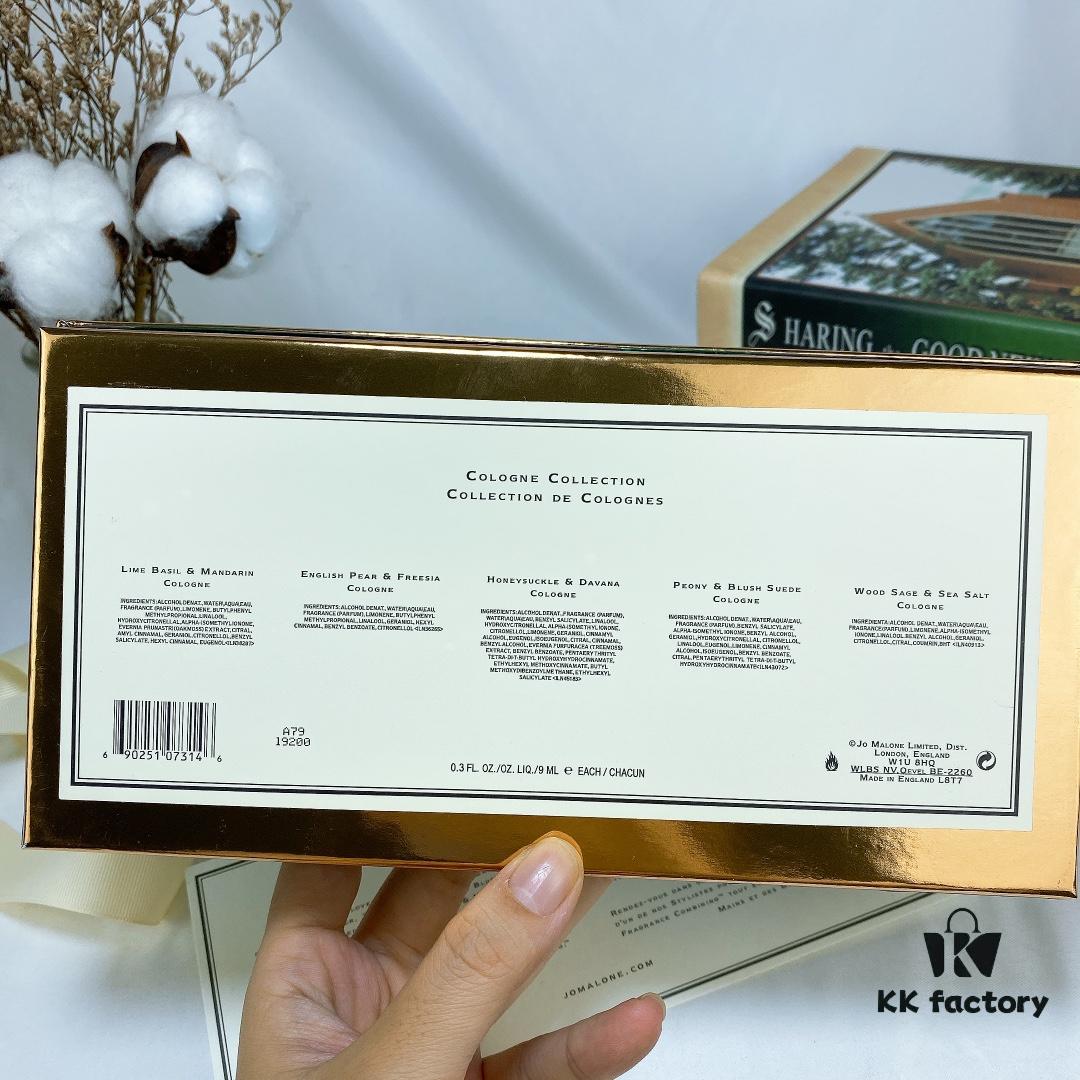 Jo Malone Counter Exclusive Christmas Blue 5-Piece Set, Mini 9ml Each with Atomizer,  ️ Authentic Hexagonal Sprayer, Scents: Lime, English Pear, Honeysuckle, Peony, Sea Salt