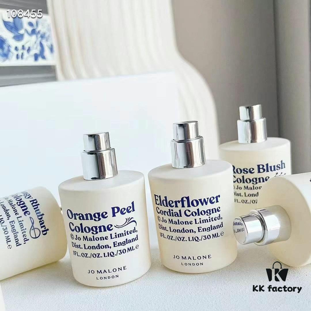 Jo Malone Jam Collection Perfume Set in Tin Box! 30ml × 5 with Sprayers. Includes: Elderflower, Blackberry & Bay, Red Rose, Rhubarb & Custard, Citrus Peel