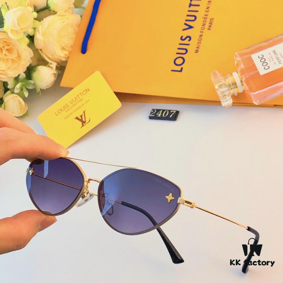 LV 2024 New Fashion Cat-Eye Sunglasses for Women, Stylish European and American Design, Cross-border Sunglasses
