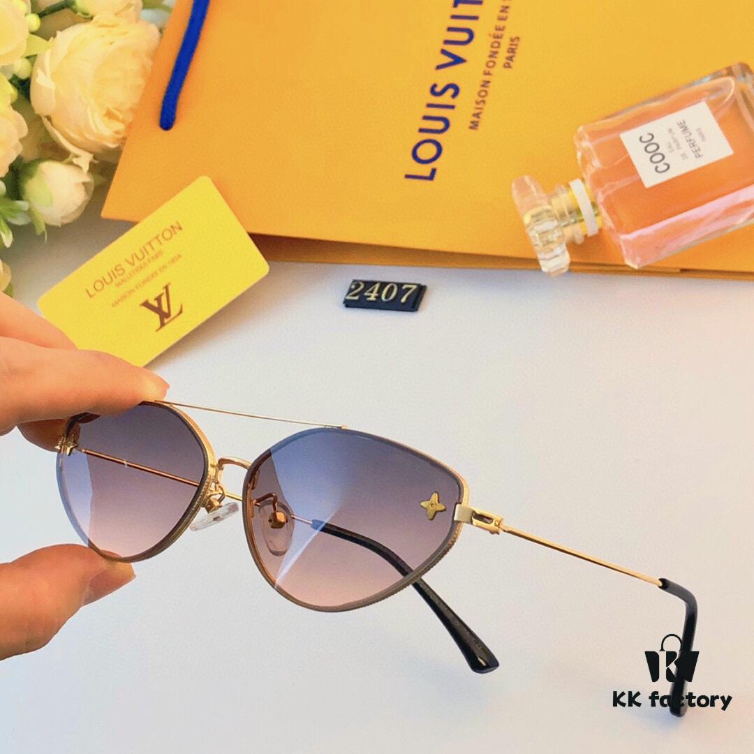 LV 2024 New Fashion Cat-Eye Sunglasses for Women, Stylish European and American Design, Cross-border Sunglasses