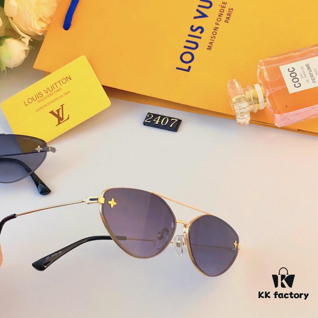 LV 2024 New Fashion Cat-Eye Sunglasses for Women, Stylish European and American Design, Cross-border Sunglasses