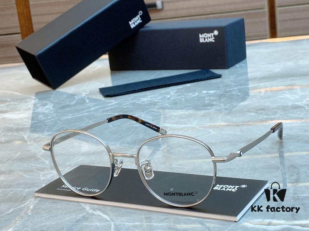 Ultra-light 100% Titanium TITANIUM New Model [MONT BLANC*] MONTBLANC MB0172OJ Round Frame Hexagonal White Star 🌟 Five-star Recommended Unisex Eyeglass Frame, Stylish Full-rim Optical Myopia Frame, High-end Quality! Size: 49□21-145 Eyeglasses Sunglasses