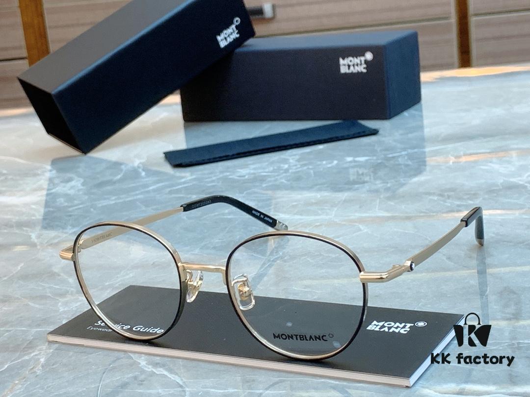 Ultra-light 100% Titanium TITANIUM New Model [MONT BLANC*] MONTBLANC MB0172OJ Round Frame Hexagonal White Star 🌟 Five-star Recommended Unisex Eyeglass Frame, Stylish Full-rim Optical Myopia Frame, High-end Quality! Size: 49□21-145 Eyeglasses Sunglasses
