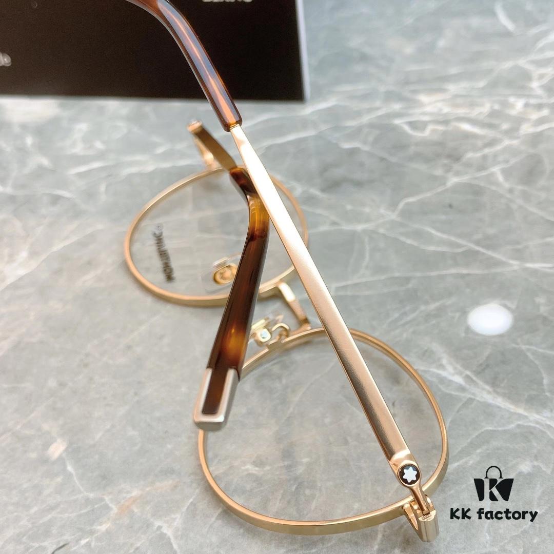 Ultra-light 100% Titanium TITANIUM New Model [MONT BLANC*] MONTBLANC MB0172OJ Round Frame Hexagonal White Star 🌟 Five-star Recommended Unisex Eyeglass Frame, Stylish Full-rim Optical Myopia Frame, High-end Quality! Size: 49□21-145 Eyeglasses Sunglasses