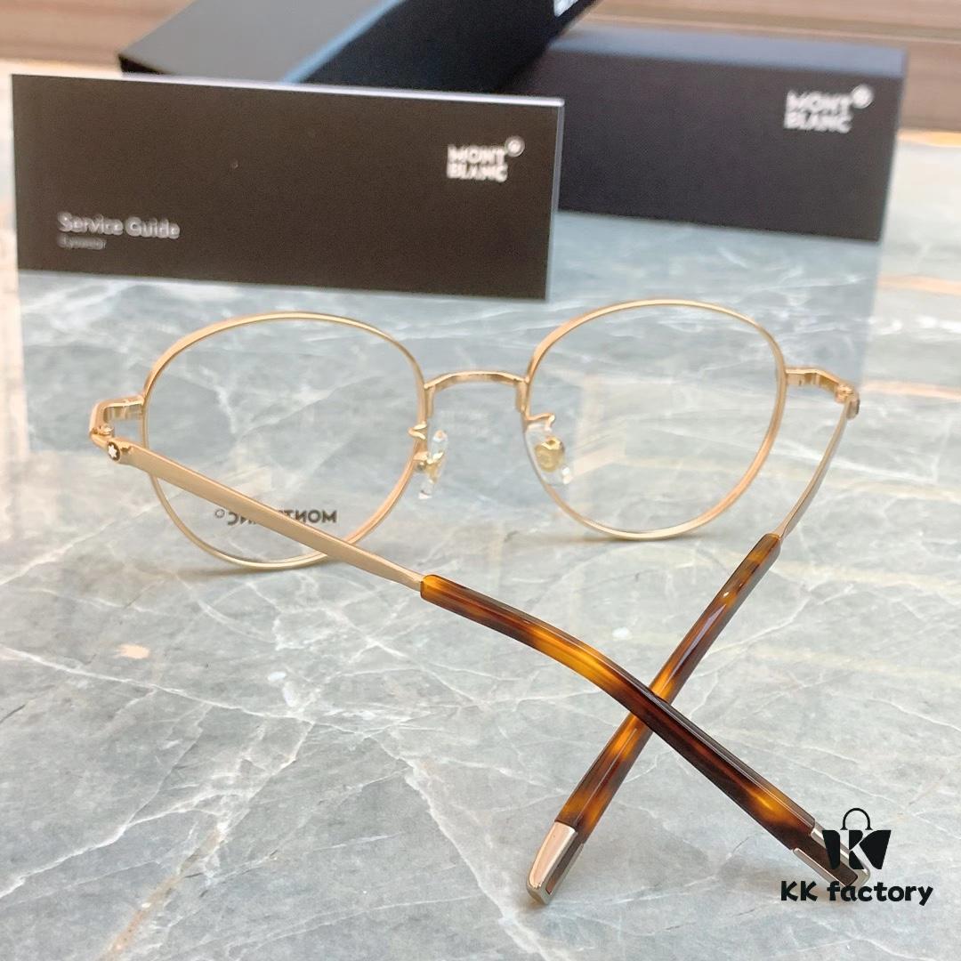 Ultra-light 100% Titanium TITANIUM New Model [MONT BLANC*] MONTBLANC MB0172OJ Round Frame Hexagonal White Star 🌟 Five-star Recommended Unisex Eyeglass Frame, Stylish Full-rim Optical Myopia Frame, High-end Quality! Size: 49□21-145 Eyeglasses Sunglasses