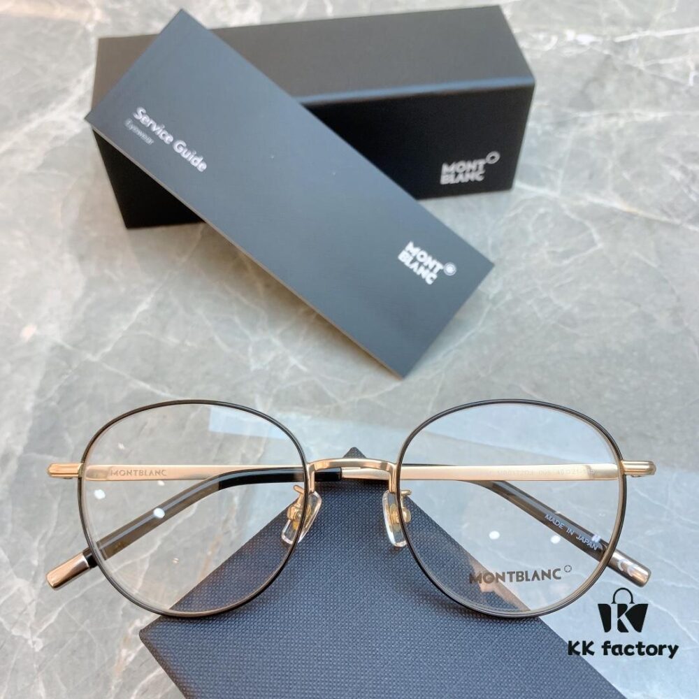 Ultra-light Pure Titanium TITANIUM New Model [MONT BLANC*] MONTBLANC MB0172OJ Round Frame Hexagonal White Star 🌟 Five-star Recommended, Unisex Eyeglass Frame, Stylish Full-rim Optical Myopia Frame, High-end Quality! Size: 49-21-145 Glasses Sunglasses