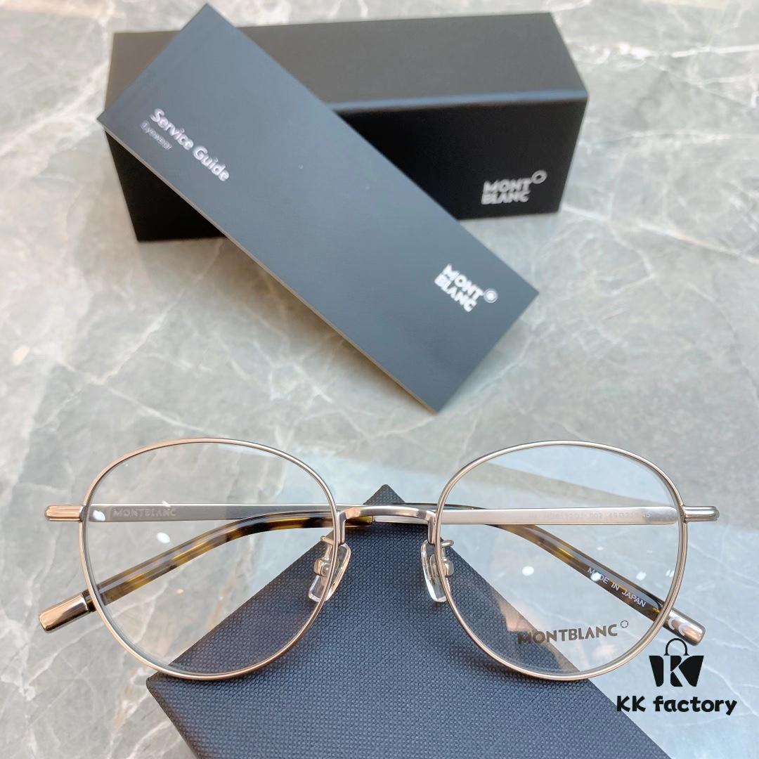 Ultra-light Pure Titanium TITANIUM New Model [MONT BLANC*] MONTBLANC MB0172OJ Round Frame Hexagonal White Star 🌟 Five-star Recommended, Unisex Eyeglass Frame, Stylish Full-rim Optical Myopia Frame, High-end Quality! Size: 49-21-145 Glasses Sunglasses