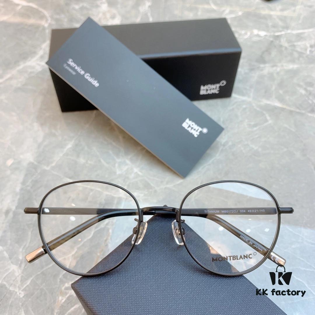 Ultra-light Pure Titanium TITANIUM New Model [MONT BLANC*] MONTBLANC MB0172OJ Round Frame Hexagonal White Star 🌟 Five-star Recommended, Unisex Eyeglass Frame, Stylish Full-rim Optical Myopia Frame, High-end Quality! Size: 49-21-145 Glasses Sunglasses