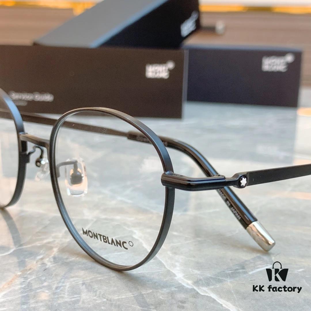Ultra-light Pure Titanium TITANIUM New Model [MONT BLANC*] MONTBLANC MB0172OJ Round Frame Hexagonal White Star 🌟 Five-star Recommended, Unisex Eyeglass Frame, Stylish Full-rim Optical Myopia Frame, High-end Quality! Size: 49-21-145 Glasses Sunglasses