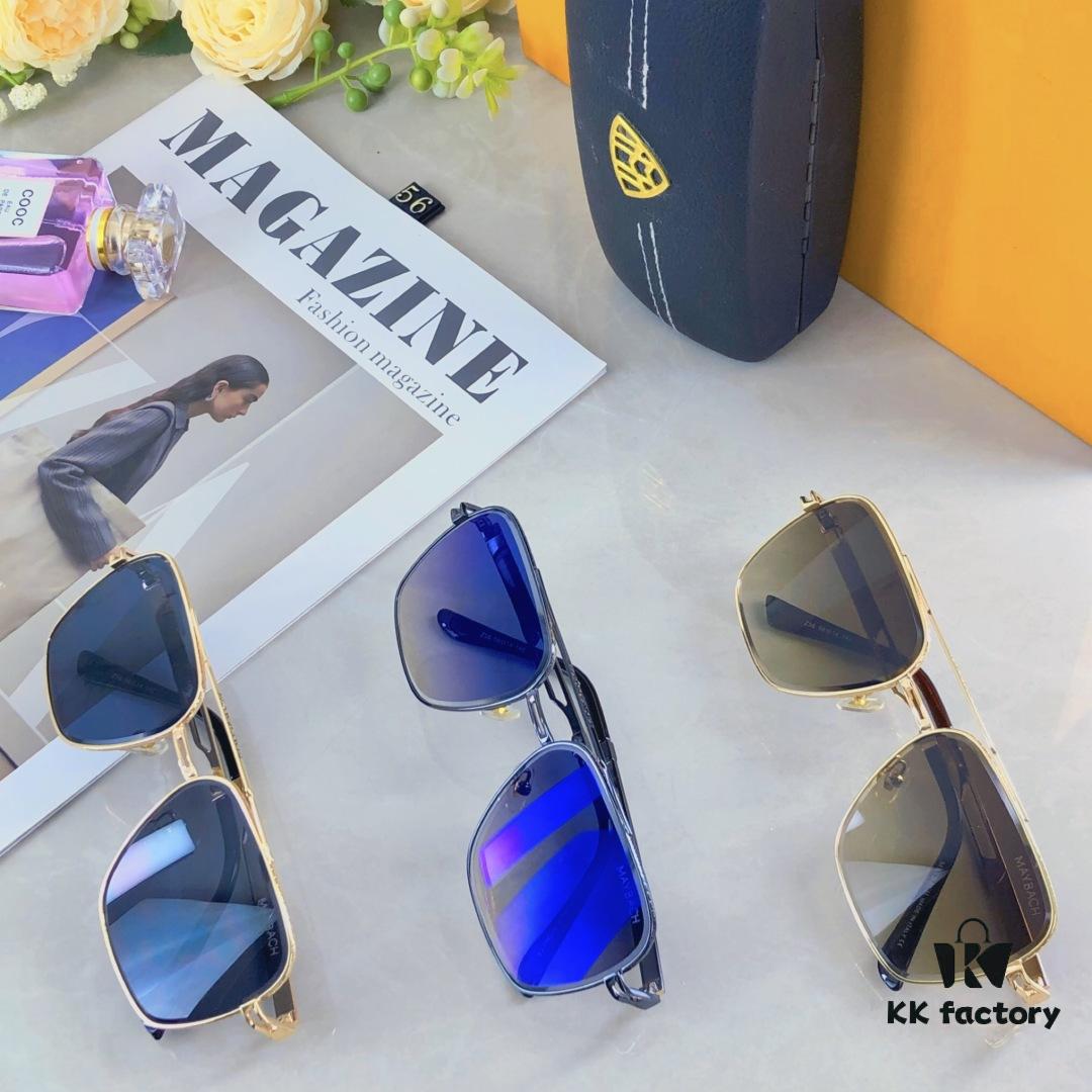 Maybach Fashion Dual-Bridge Sunglasses for Men, Square Frame Shades, Trendy Eyewear in European and American Style